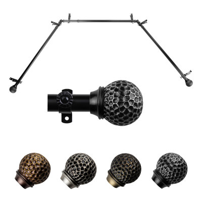 Steel Adjustable 78'' to 144'' 0.81'' Bay Window Single Curtain Rod