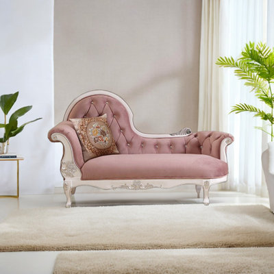 Elegant Classical Solid Wood Casual Chaise Longue Upholstered Chaise Lounge