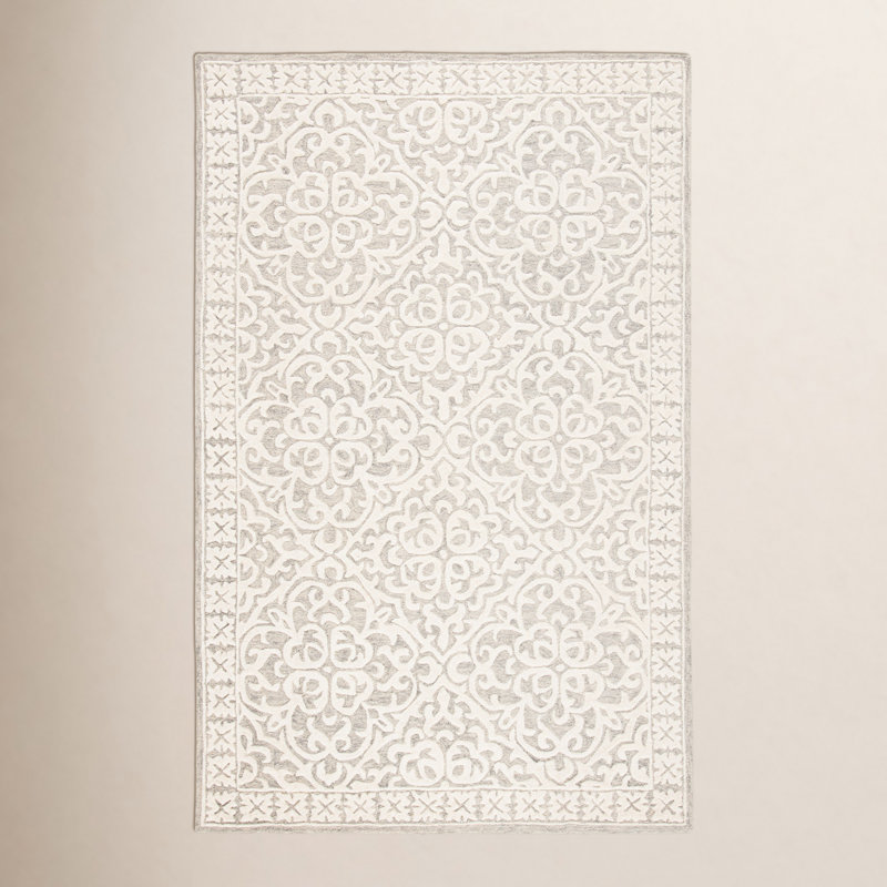 Tapis blanc en laine touffeté à la main Aude, Rectangle 4pi x 6 pi