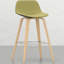 Tabouret 2 - Style rétro avec siège, fabrication en contreplaqué, placage en bois naturel, repose-pieds pour tabourets de comptoir Mid-Century fonctionnels, détails du cadre