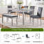 Ensemble de table à manger en bois 6 pièces, table en bois avec 4 chaises rembourrées et banc pour la cuisine, la salle à manger-564150607-564150593