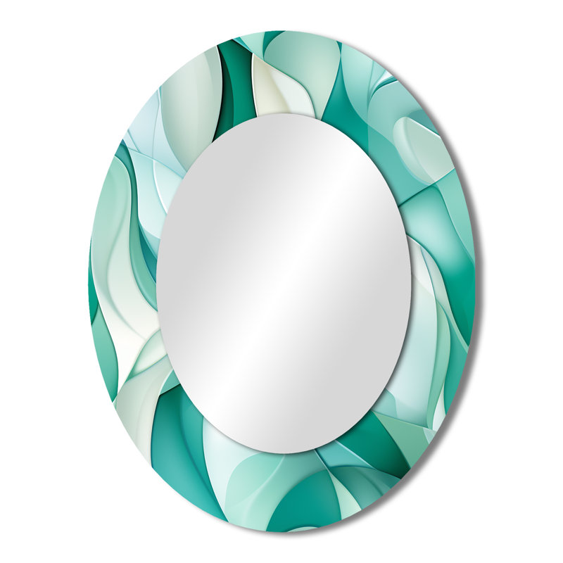 Motif côtier vert clair en forme de mosaïque de verre - Sea Coastal, H 43 po x l 33 po