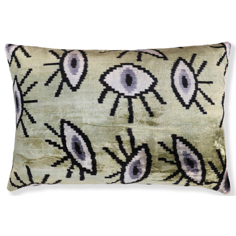 Coussin en velours à motif de œil surréel - fait à la main 16 x 24 lombaire