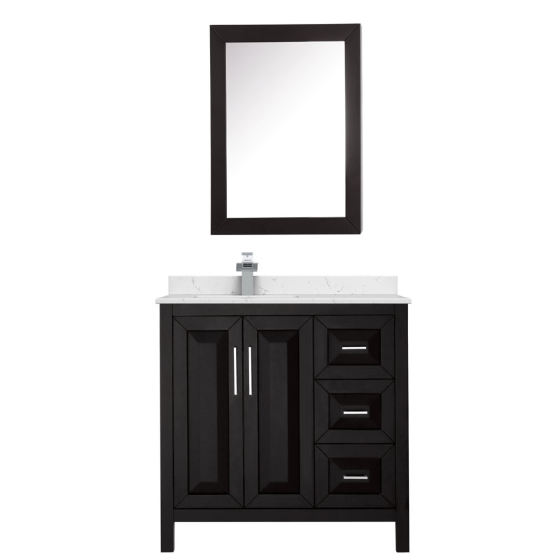 Daria 36'' W Single Vanity, Polished Chrome, Carrara Cultured Marble, Dark Gray