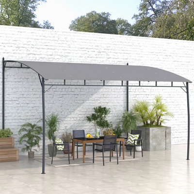 Pergola 10 'x 13' avec auvent UV30 +, pavillon de jardin en acier, gris