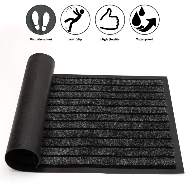 Non-Slip Indoor Doormat, 40cm W x 60cm L, Black