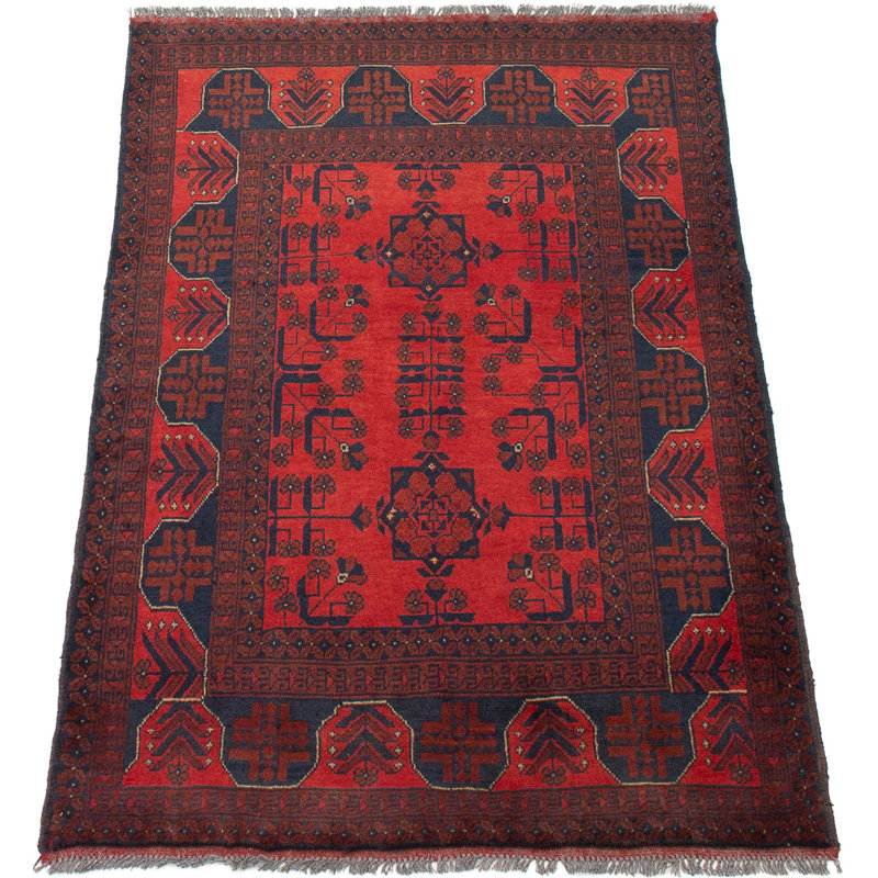 Tapis décoratif en laine noué à la main de conception unique 3 pi 5 po x 4 pi 11 po Borjana New Age
