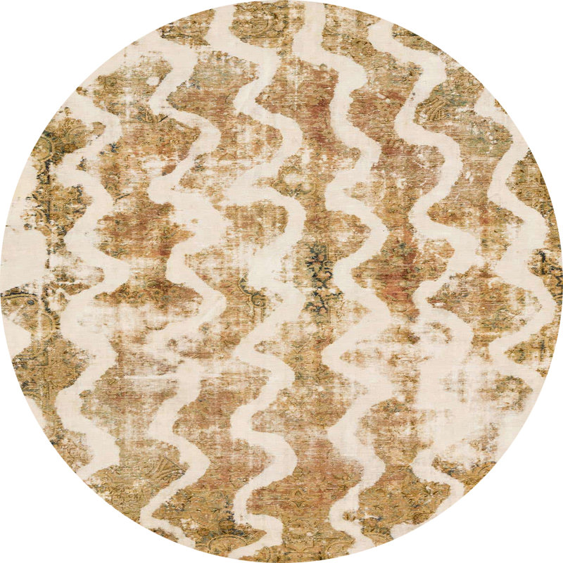 Tapis vert en laine Power Loom, Rond 5 pi