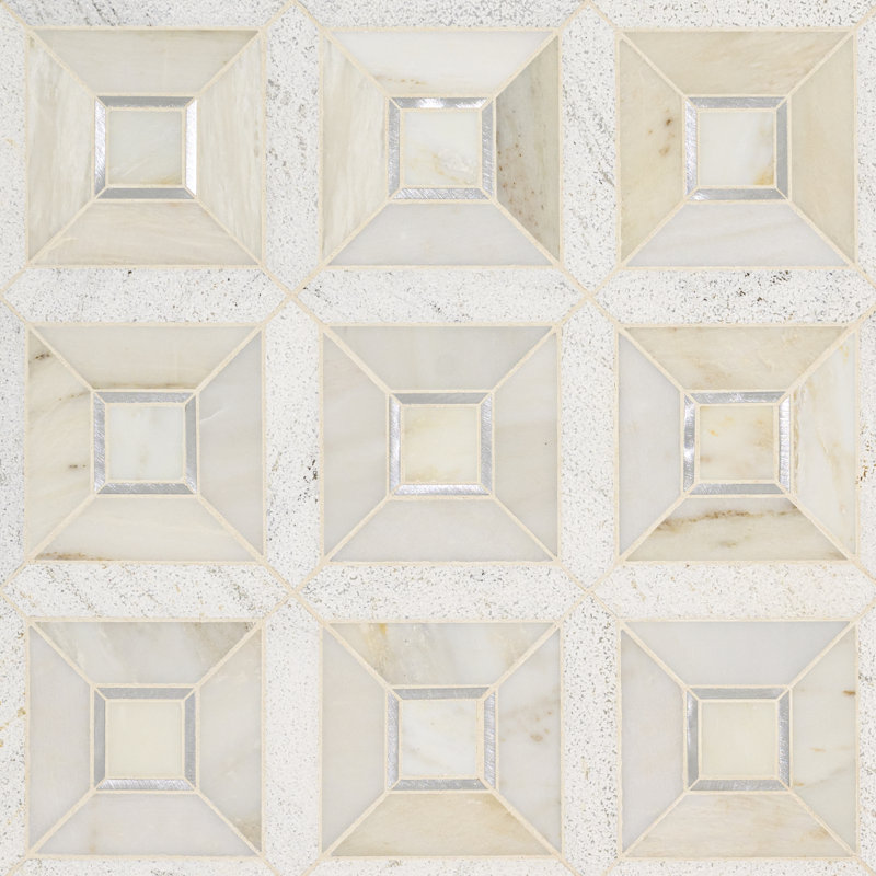 Artemis 12 in. x 12 in. Stone Metal Blend Mosaic Floor and Wall Tile, Alabrix Plata