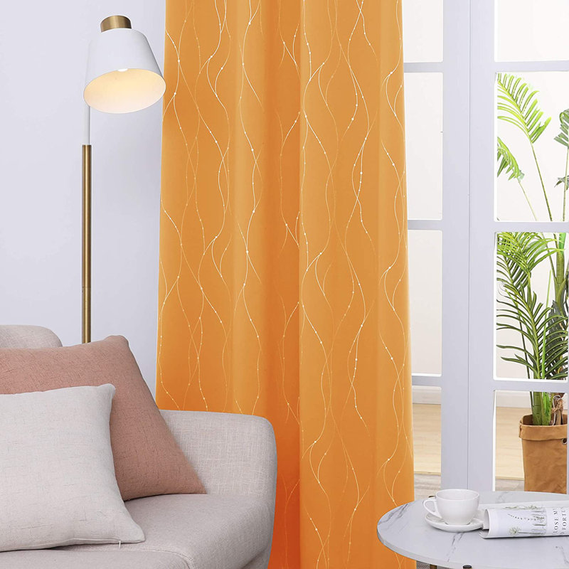 Cohmer Room Darkening Curtain Pair, Orange Flame, 52" W x 84" L