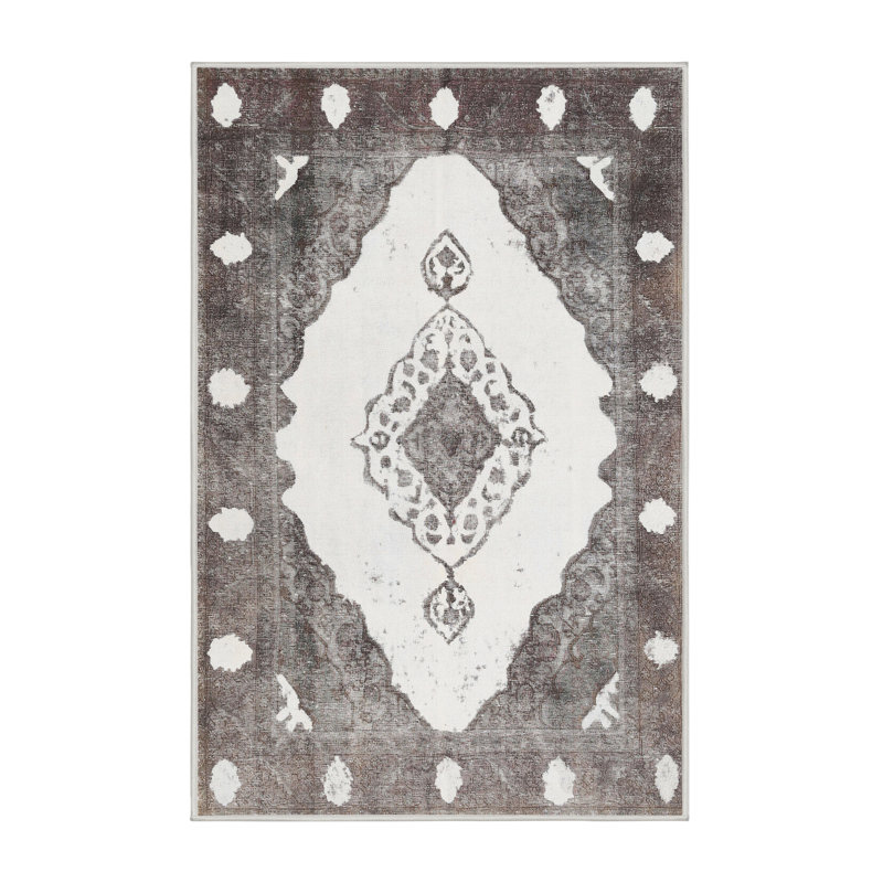 Tapis contemporain gris / blanc, Rectangle 8 pi x 10 pi