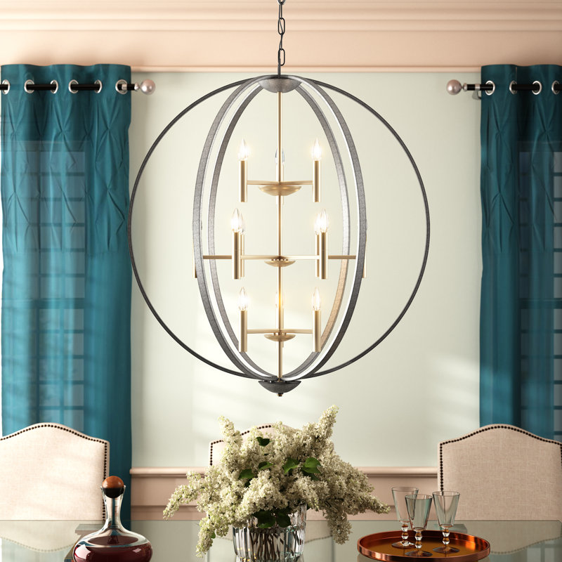 Euclid 16 - Light Candle Style Globe Chandelier, Cement Gray