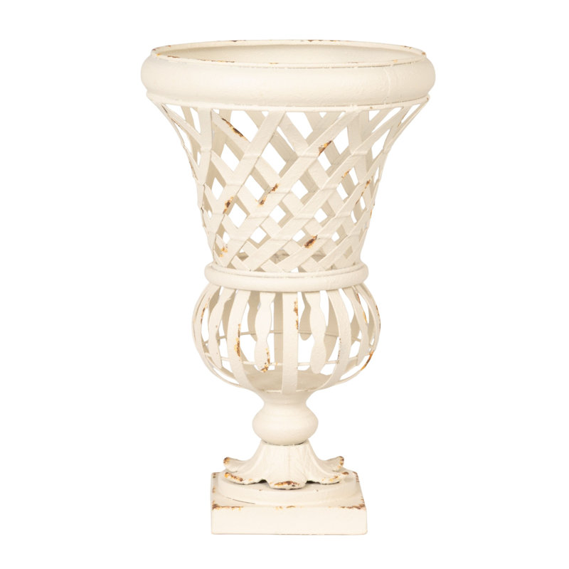 White Metal Urn Vase