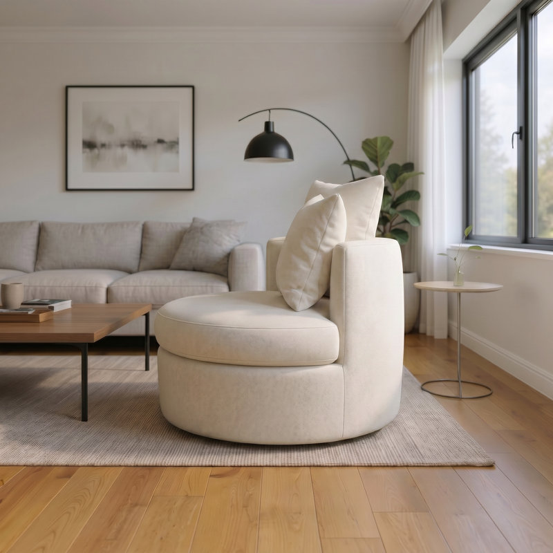 Fauteuil rembourré pivotant Dara Harlow, Gris clair Macarena
