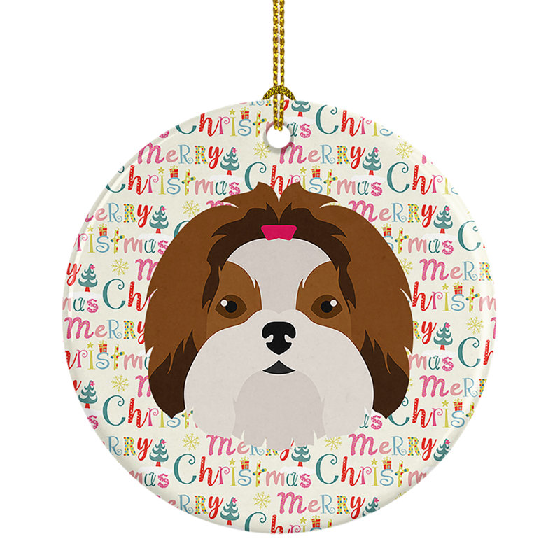 Ornement suspendu Imperial Shih Tzu Merry Christmas