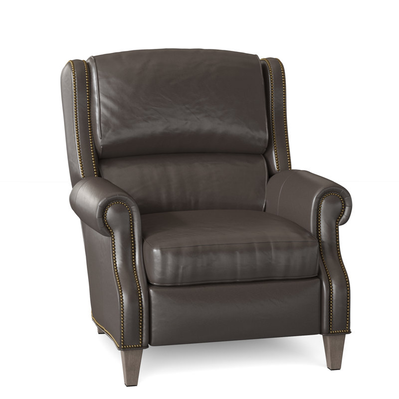 Huss Recliner, Stone, Manual, Aline Fumo Genuine Leather