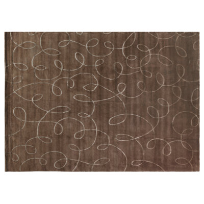 Super Tibetan hand-knotted Wool/Bamboo Silk Chocolate Area Rug
