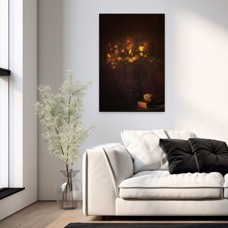 Art contemporain fleur de tulipe rétro, H 36 po x l 24 po