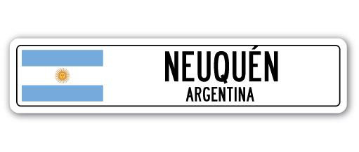 Plaque de rue Neuquon, drapeau argentin en aluminium, H 6 po x l 24 po x P 1 po