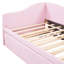 Lit de jour simple tapissier en L rembourré avec couchette escamotable, rose-127940341
