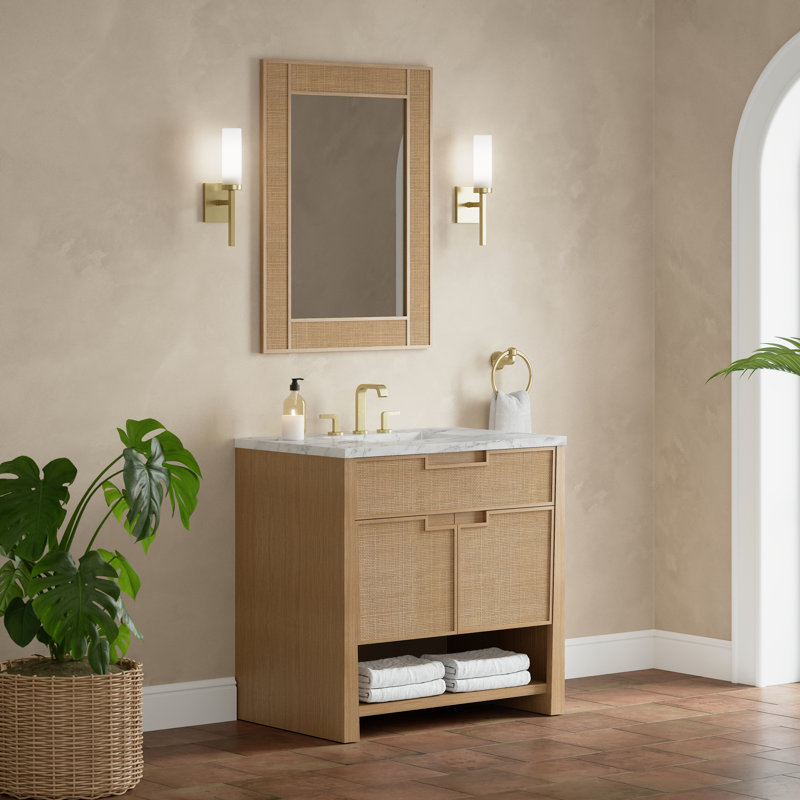 Solene 36'' W Single Vanity, Carrara White Marble, Widespread