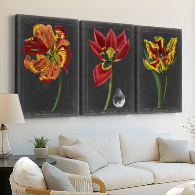 Midnight Tulip I - Toile tendue avec châssis sur mesure - 3 pièces