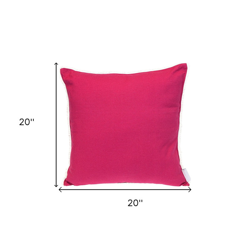 Coussin décoratif en coton 20 po avec frange 20 po