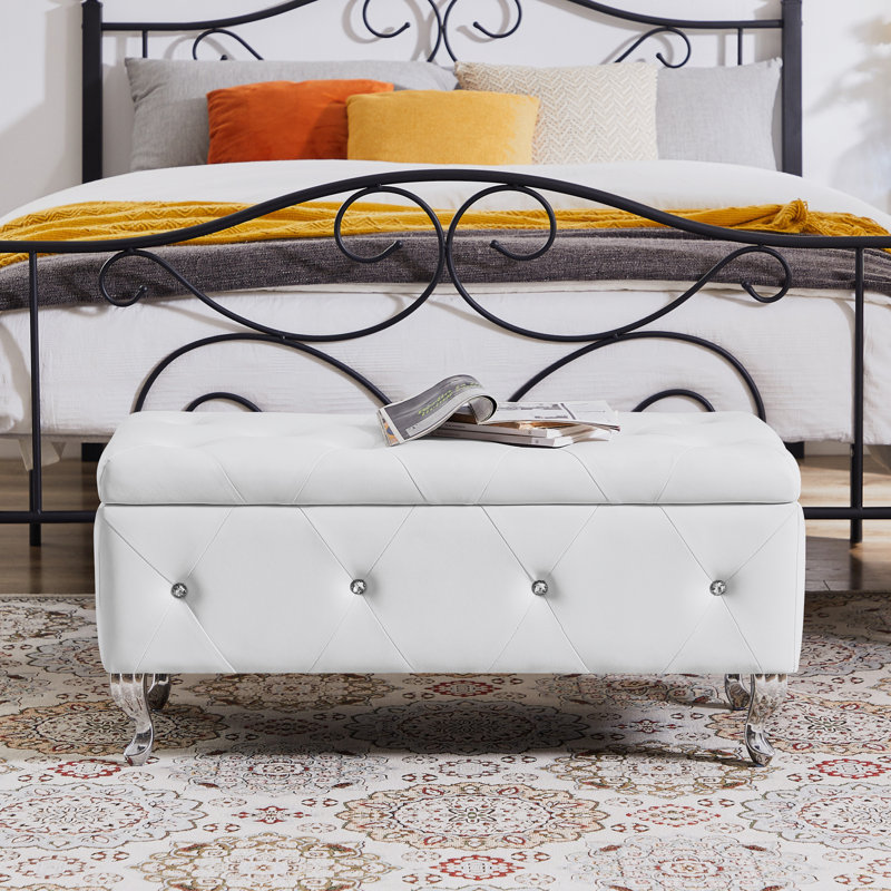 Banc de rangement repose-pieds, Blanc