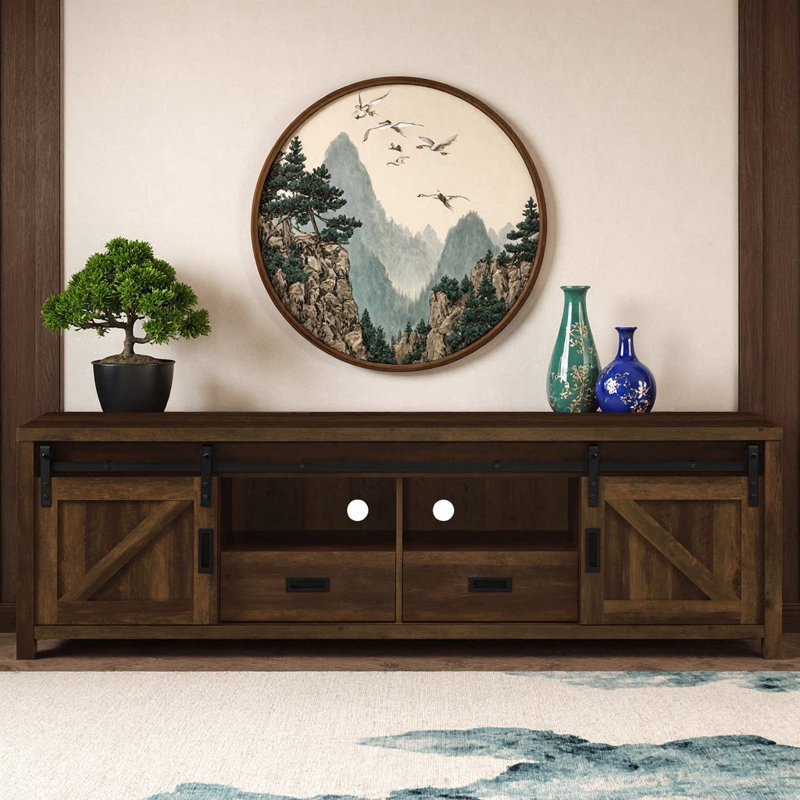 Madra Dark Pine 2-Door Engineered Wood TV Stand, Brown
