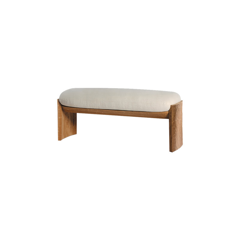 Banc rembourré en tissu, Brun, H 16,53 po x l 51,18 po x P 17,71 po