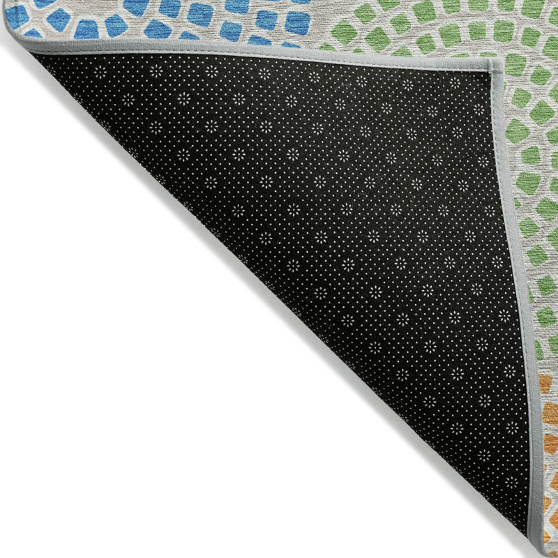 Tapis extérieur lavable géométrique 3 pi x 5 pi mauve et turquoise
