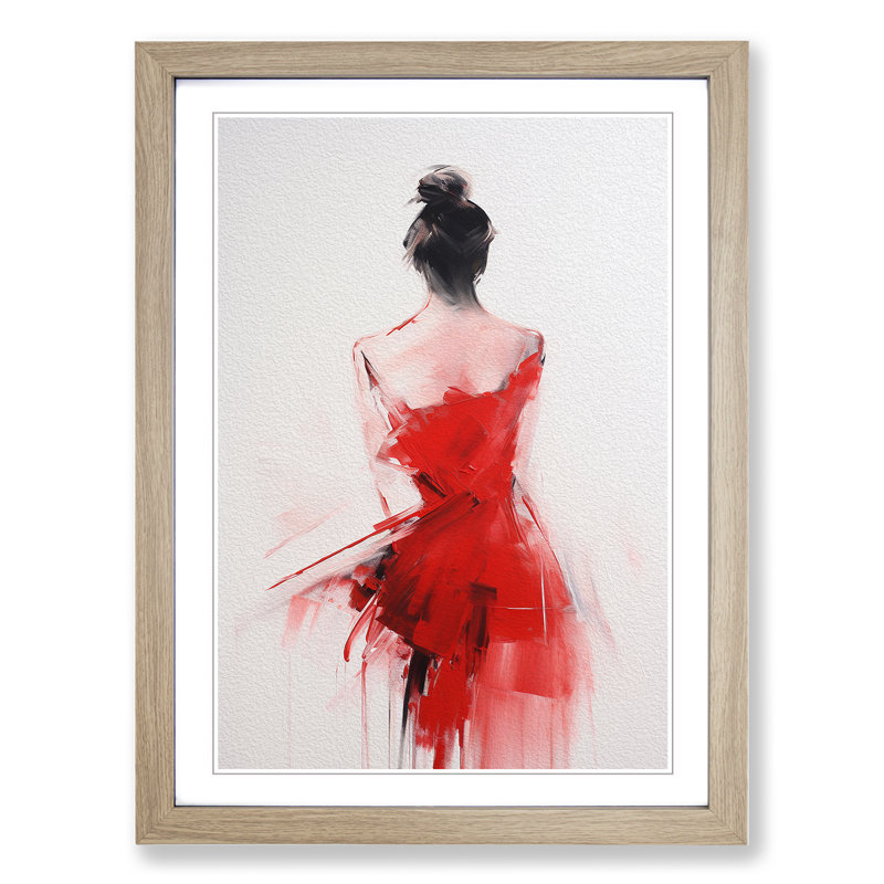 Minimalist Gestural No.3 - Single Picture Frame Print on Wood, Oak Framed, 64cm H x 46cm W x 2cm D