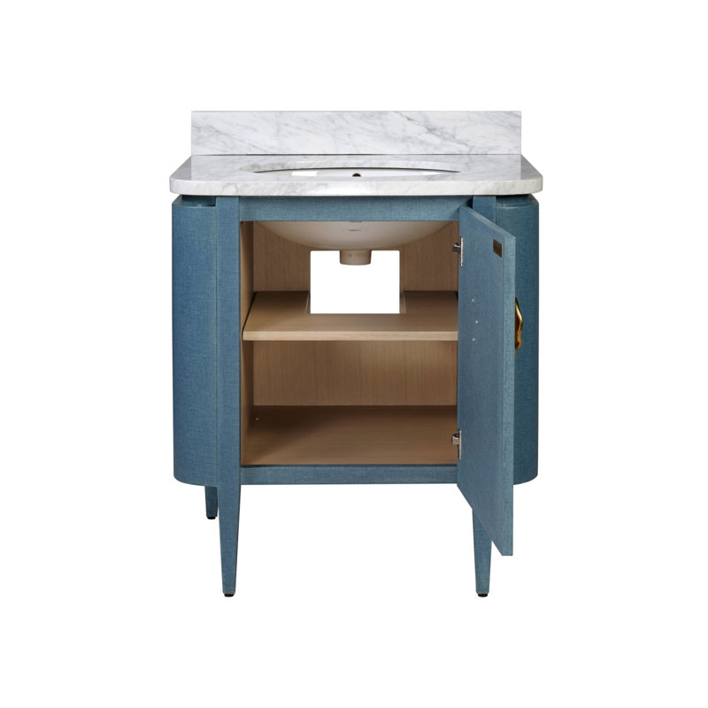 Briallen 30" Freestanding Standard Single Bathroom Vanity with Top, Polished Nickel, Lacquered Blue