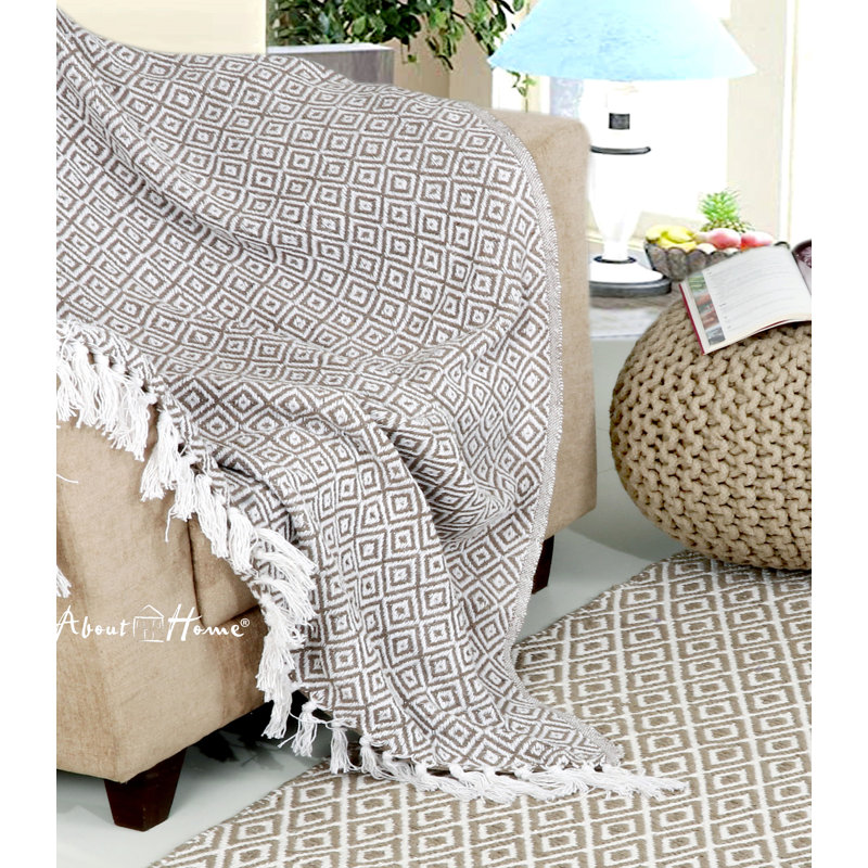 Cotton Throw, Beige, W228 x L254cm