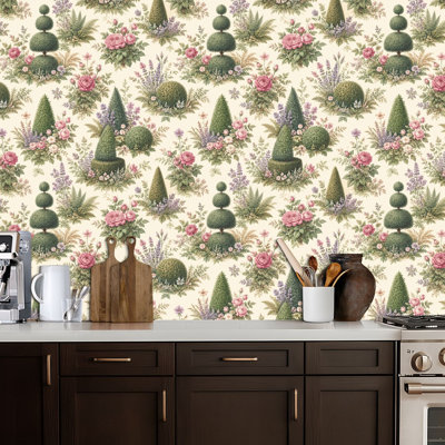 Peel and Stick Wallpaper garden Crathes castle Scotland United Contact Paper Removable Self Adhesive Wall Mural Wall Decor for Bedroom Kitchen Cabinets 17.7in x 118in