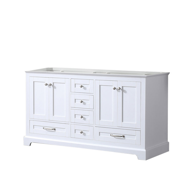 Dukes 60-Inch White Double Freestanding Vanity with Nickel Hardware