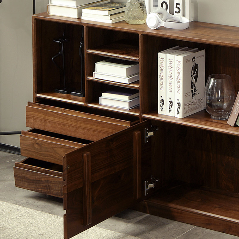 Classic black walnut solid wood bookcase
