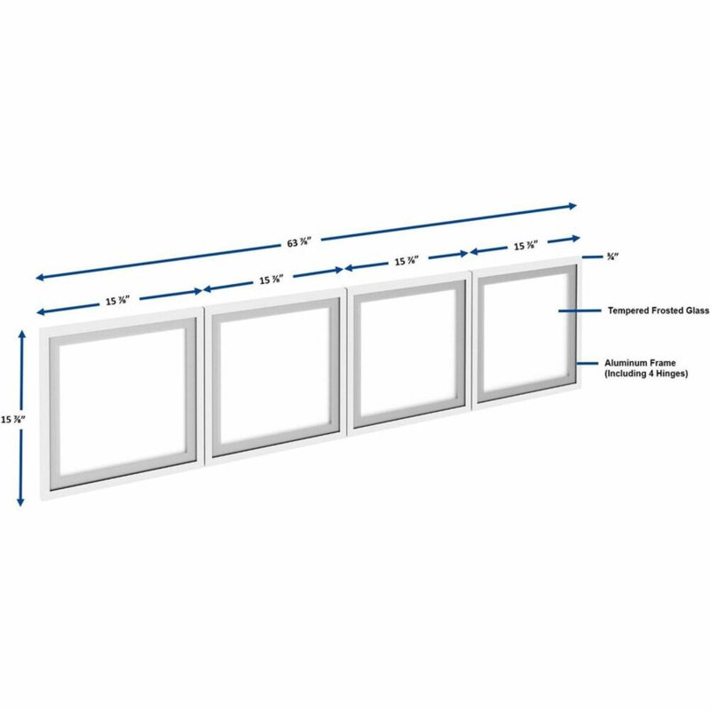 Wall-Mount Hutch Frosted Glass Door, 15.8"H x 63.88" W x 0.75" D