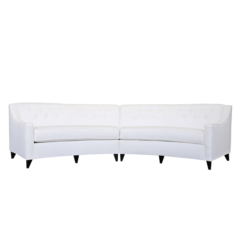 Canapé modulaire de coin symétrique 147 po Charlotte, Blanc délavé Marves, Noir, Plumes / duvet