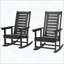 Ensemble de 2 chaises berçantes d'extérieur en PEHD (noir)-966980953