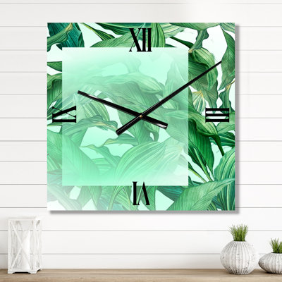 Horloge murale feuilles de palmier tropicales