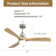 132CM Ceiling Fan with LED Light and Remote Control