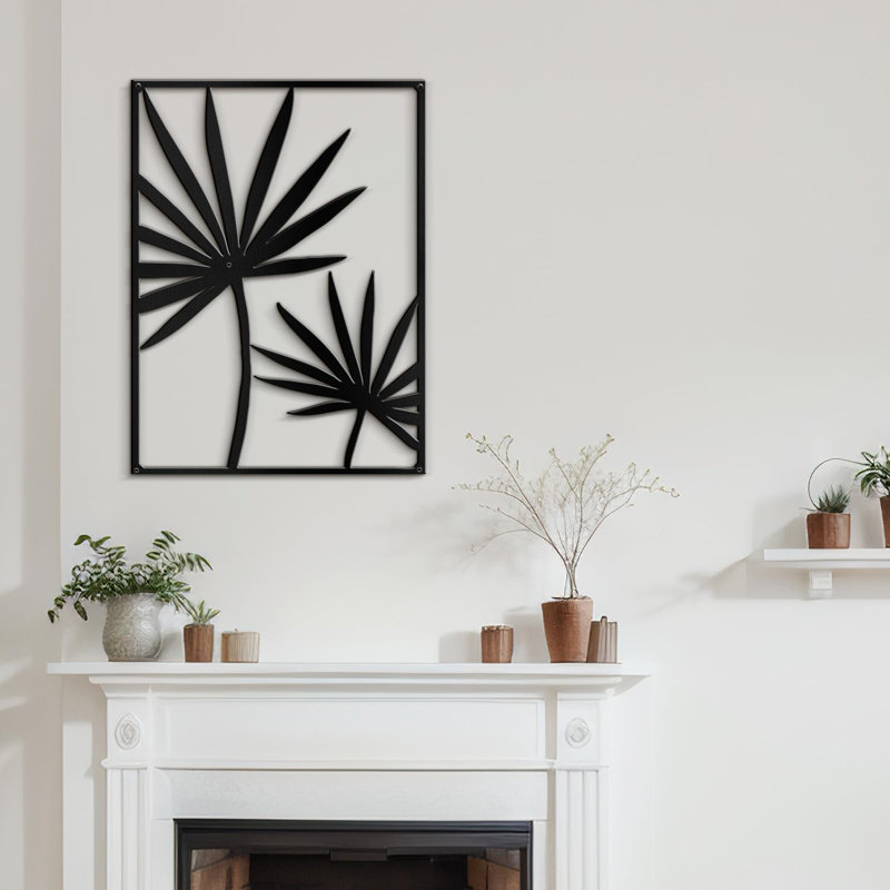 Décoration murale en métal Tropical Tropical, H 18 po x l 13,43 po x P 0,05 po, Noir