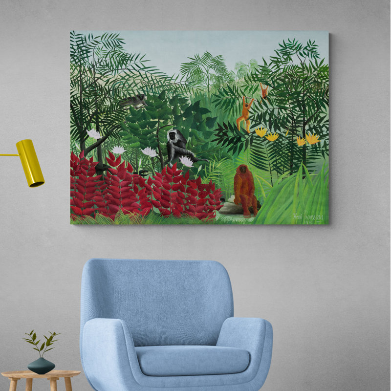 Tropical Forest With Monkeys by Henri Rousseau - Wrapped Canvas Print, 31cm H x 41cm W x 3.8cm D