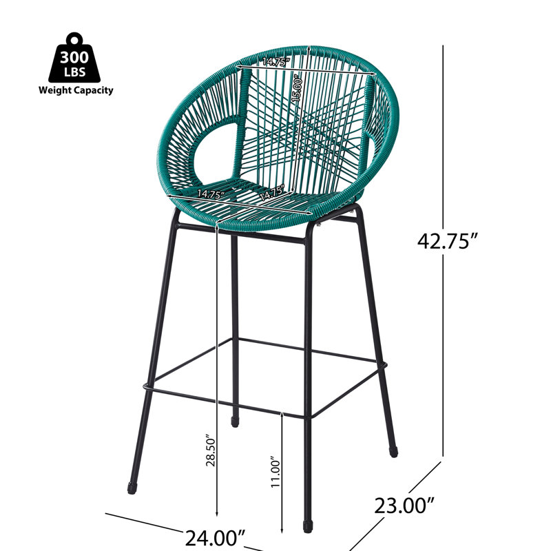 Bleu sarcelle pe de 2, support ergonomique pour une assise décontractée, motif tissé complexe, cadre, décor extérieur et intérieur convenant au confort du corps, esthétique exquise, environnements multiples