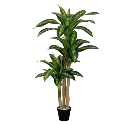 Artificial Dracaena Plant, 105cm / 120cm /150cm/180cm Tall Indoor Faux Tropical Tree with Realistic Variegated Leaves, Maintenance Free Decorative Floor Plant for Living Room Office Bedroom