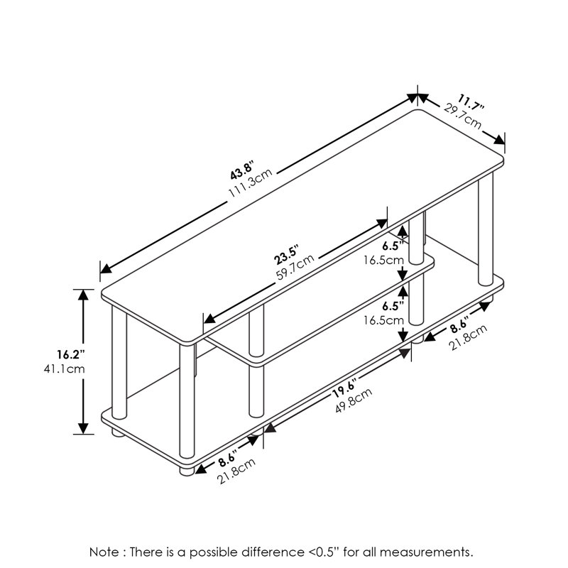 Orhideea Unfinished TV Stand for TVs up to 50", Amber Pine/Black