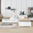 Twin Size 2 Drawers Wooden L-shaped Platform Beds with Trundle and Built-in Table-1914664084