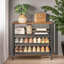 15 Pair Shoe Rack 4 Tier Industrial Rustic Brown Shoe Storage Entryway Hallway Furniture