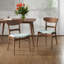 Table de salle à manger et chaises en bois d'hévéa, ensemble de 5 pièces de style Mid-Century moderne, comprenant 1 table et 4 chaises rembourrées, couleur noyer et menthe, convenant à une maison personnalisée.